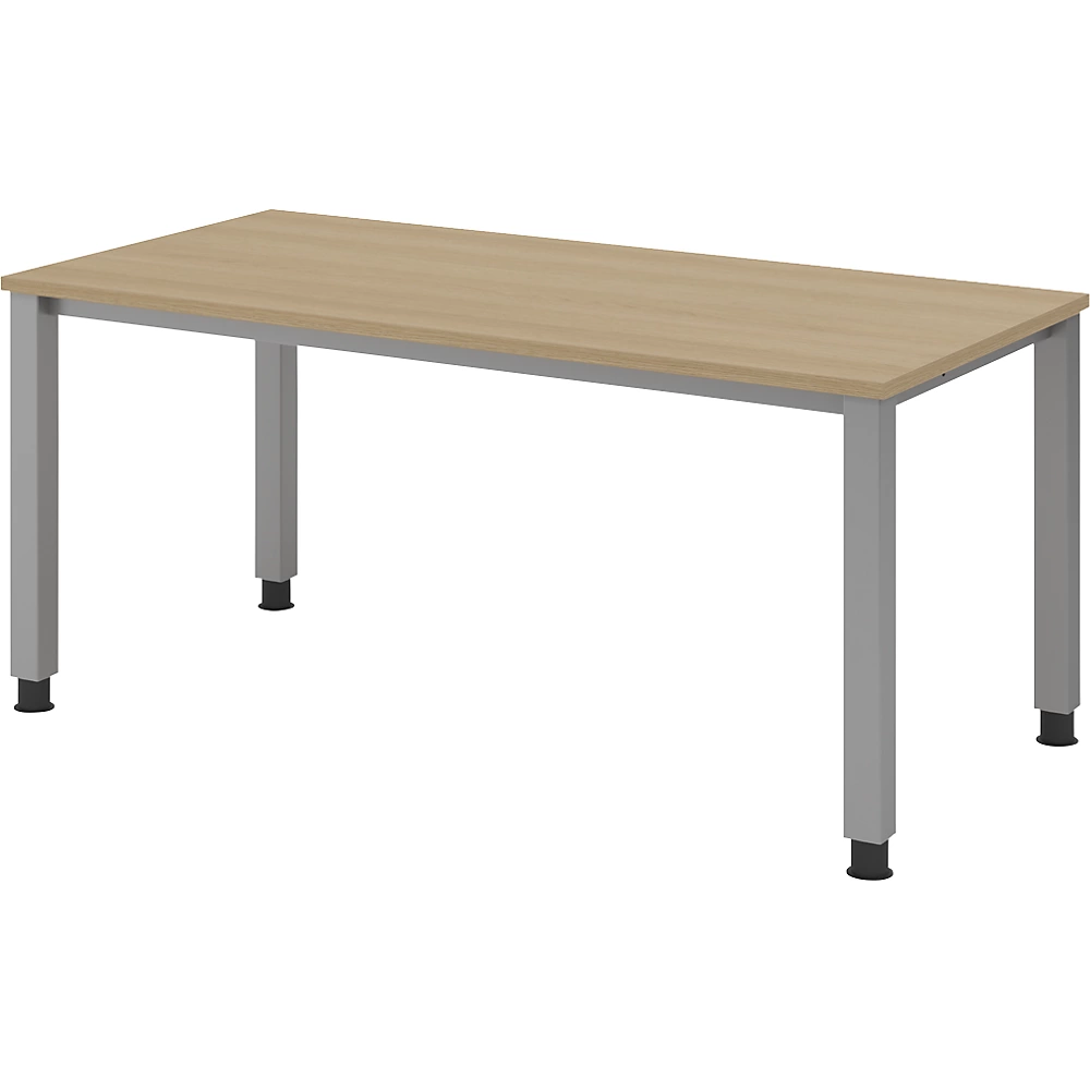 Bild von HAMMERBACHER Schreibtisch Schreibtisch 4-Fuß eckig 160x80cm Eiche/Silber