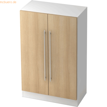 Bild von HAMMERBACHER Aktenschrank Schrank Solid 3OH BxTxH 80x42x127cm Griff RE Weiß/Eiche.