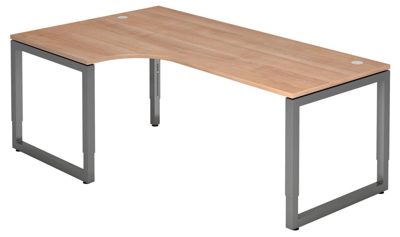 Bild von HAMMERBACHER VRS82/N/G höhenverstellbarer Schreibtisch 65 - 85 cm nussbaum / anthrazit