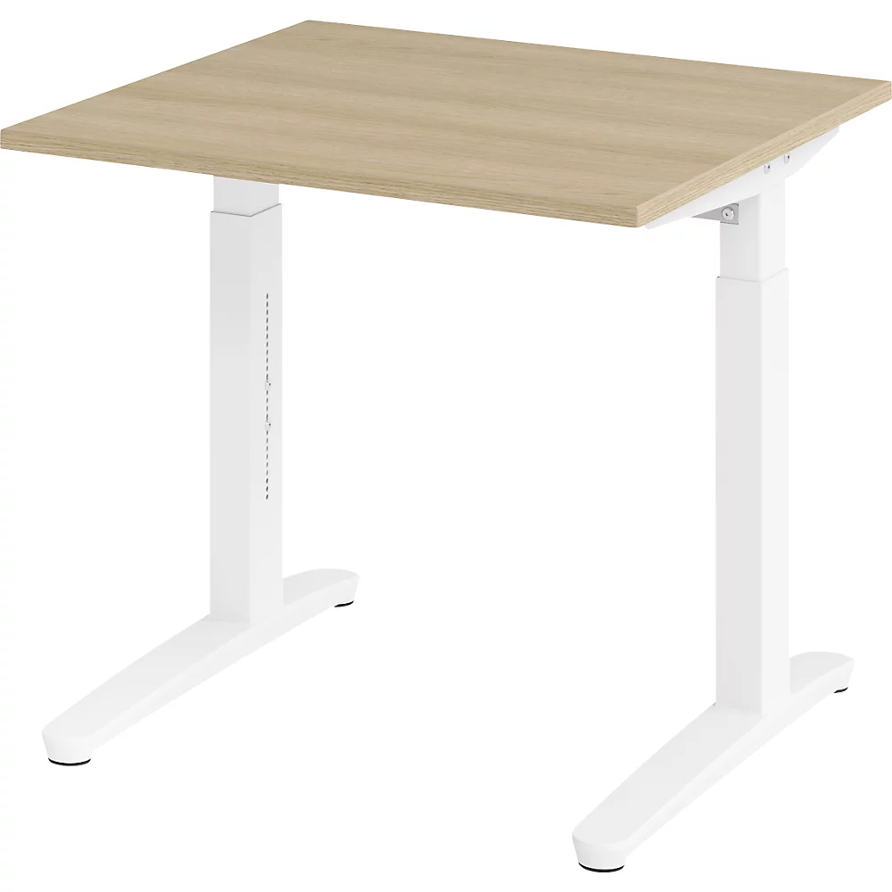 Bild von HAMMERBACHER Schreibtisch Schreibtisch C-Fuß 80x80cm Eiche/Weiß
