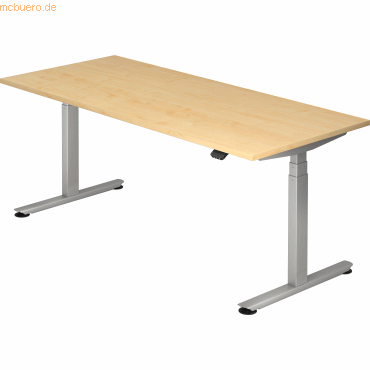 Bild von HAMMERBACHER Schreibtisch Sitz-Steh-Schreibtisch elektrisch 180x80 -127cm Ahorn/Silber