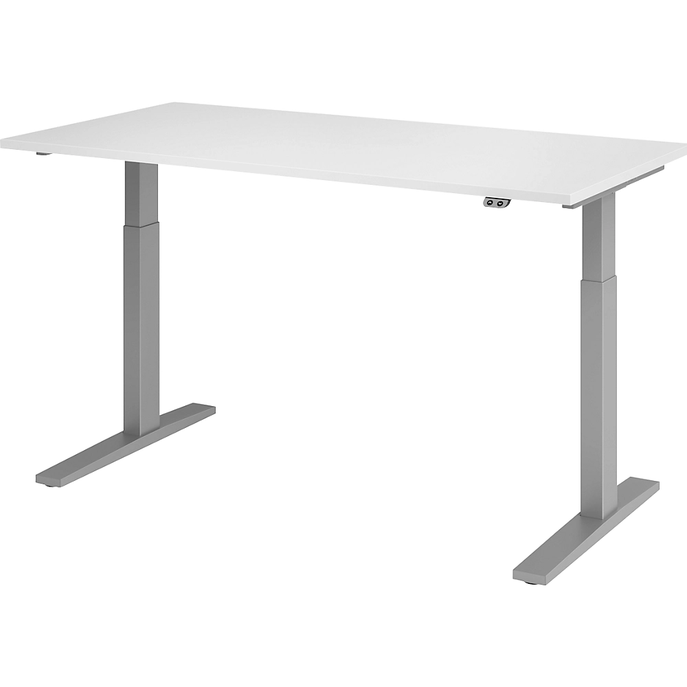 Bild von HAMMERBACHER XMKA16 höhenverstellbarer Schreibtisch 70,0 - 120,0 cm - elektrisch weiß / silber