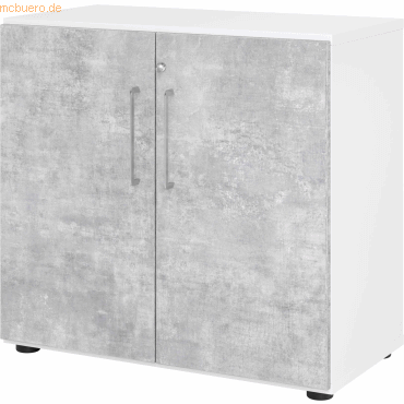 Bild von HAMMERBACHER Aktenschrank Schrank Serie 9 2OH BxTxH 80x42x74,8cm Griff BS Weiß/Beton.