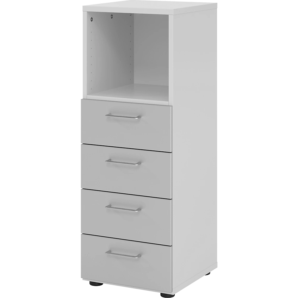 Bild von mcbuero.de Regal 3OH 40x42x110cm 4 Schübe BS Grau/Silber