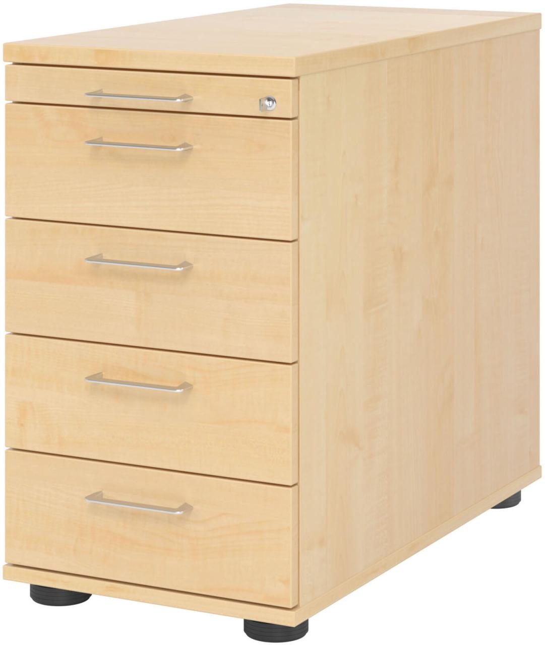 Bild von HAMMERBACHER Container Standcontainer 80cm 4 Schub Schloss Bügelgriff Ahorn