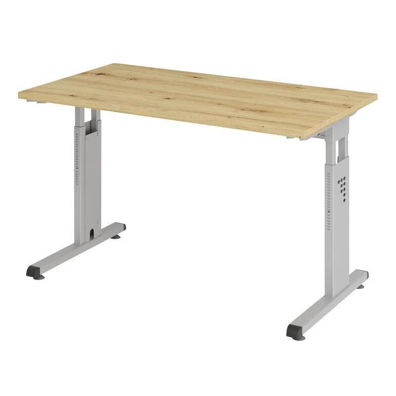 Bild von HAMMERBACHER Schreibtisch Home Office, höhenverstellbar bis 85 cm, silbernes Gestell