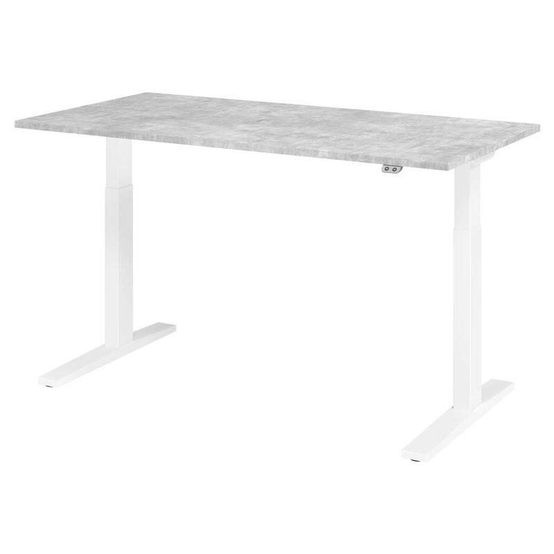 Bild von HAMMERBACHER XMKA16 höhenverstellbarer Schreibtisch 70,0 - 120,0 cm - elektrisch beton / weiß