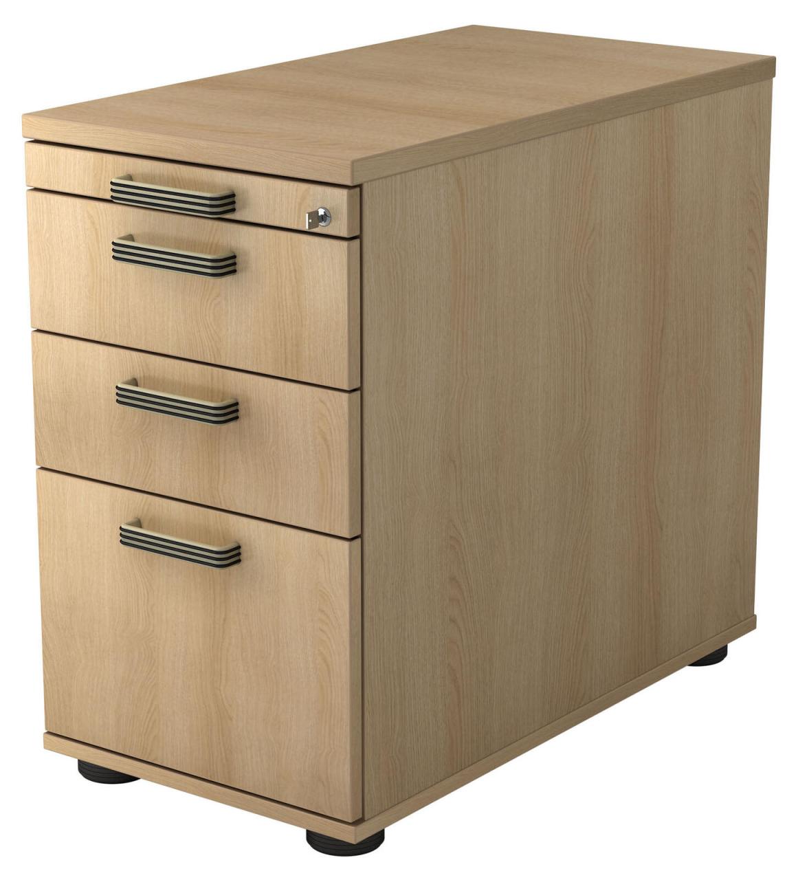 Bild von Standcontainer TOPAS LINE, 2 Schübe, 1 Hängeregistraturauszug, 1 Utensilienauszug, abschließbar, B 428 x T 800 x H 720-760 mm, Eiche-Dekor/Eiche-Dekor
