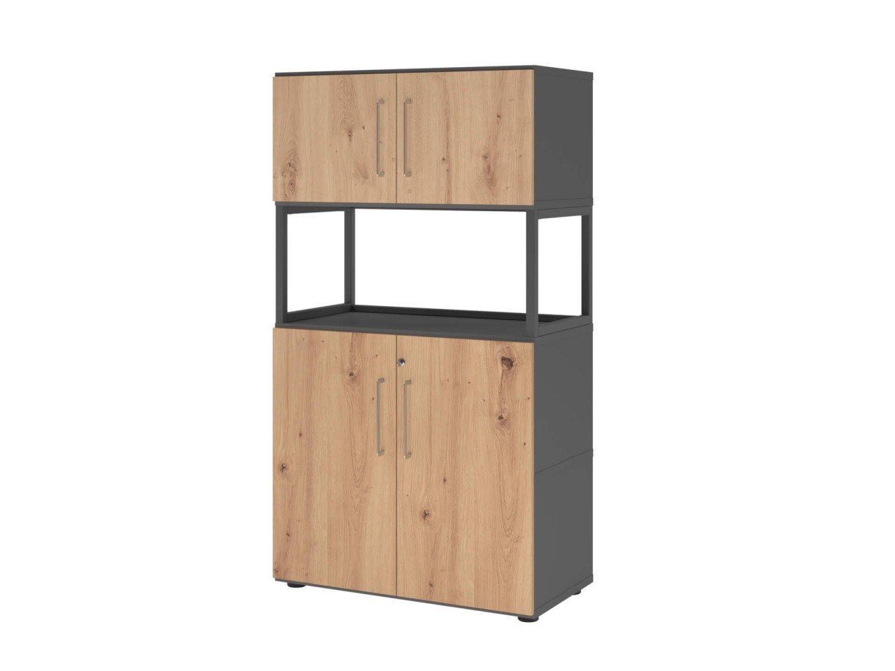 Bild von HAMMERBACHER Regalschrank FlexWall, VFW48K5RG/W/R/BS weiß, asteiche 80,0 x 40,0 x 145,0 cm