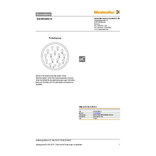Bild von Weidmüller 1170090000 Buchseneinsatz 16 Crimpen - Ein hochwertiger Steckverbinder