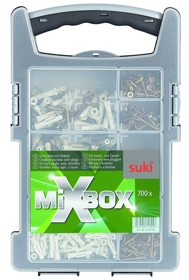 Bild von Suki Mixbox Spanplattenschrauben mit Dübeln Stahl verzinkt 3,5 - 8,0 x 25 - 60 mm 700 Stück