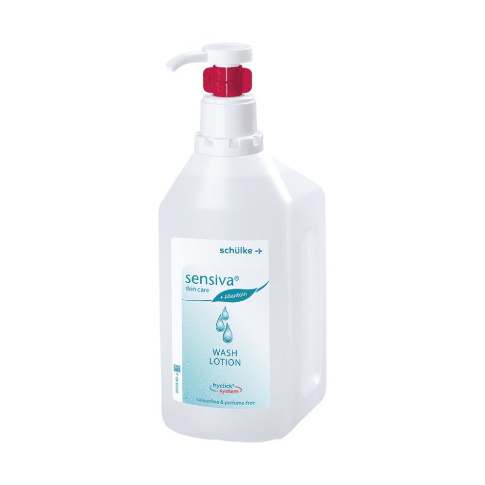 Bild von Schülke sensiva® Waschlotion für alle Hauttypen 1000ml | seifenfreie Hautreinigung für Hände und Körper | hautschonend und mild | mit praktischem Hycklick Spender