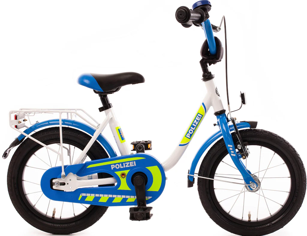 Bild von Bachtenkirch Kinderfahrrad »14" Kinderfahrrad "POLIZEI" kristall-weiß/blau/neon«, 1 Gang, ohne Schaltung