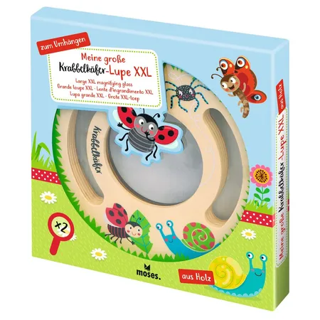 Bild von moses. Krabbelkäfer-Lupe XXL, Outdoor Kinderlupe aus Holz zum Umhängen, Vergrößerungsglas mit extra großem Sichtfeld für Kleinkinder ab 2 Jahren