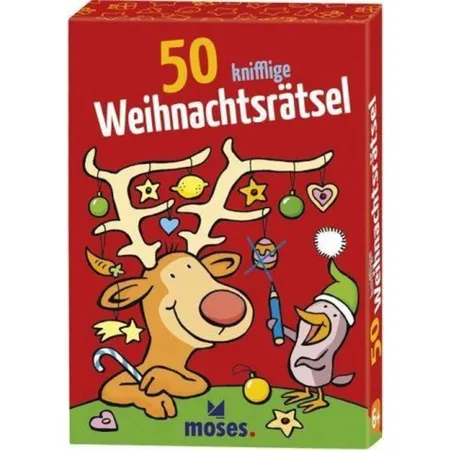 Bild von moses 21051 50 knifflige Weihnachtsrätsel Kinderbeschäftigung ab 6 Jahren für die Weihnachtszeit Kartenset, bunt