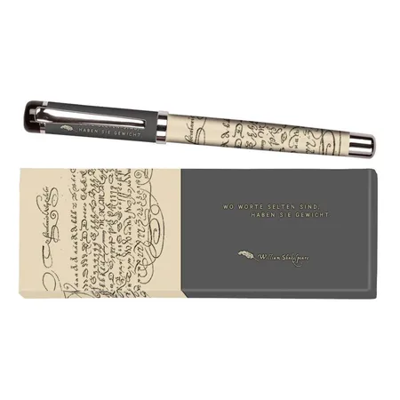 Bild von moses. libri_x Tintenroller William Shakespeare, Tintenschreiber aus Metall mit blauer Mine, Bedruckt mit Zitat William Shakespeare, In einer Geschenkbox, 1 Stück (1er Pack)