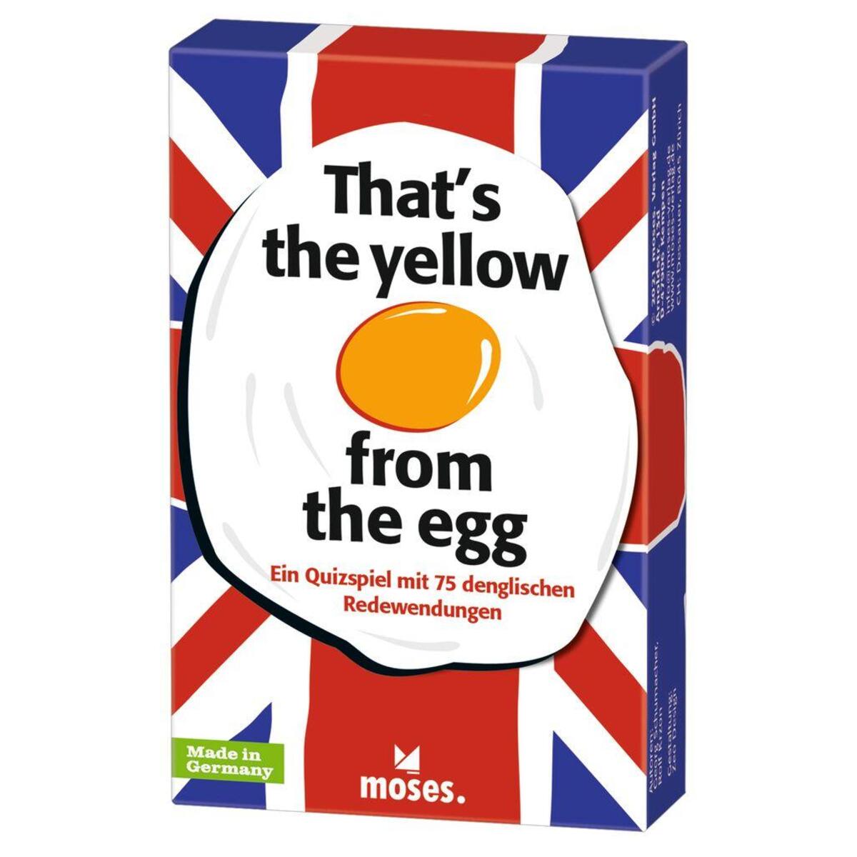 Bild von moses. That’s The Yellow from The Egg - Denglisch Quiz mit 75 Redewendungen, das Lustige und lehrreiche Kartenspiel für die ganze Familie Bunt