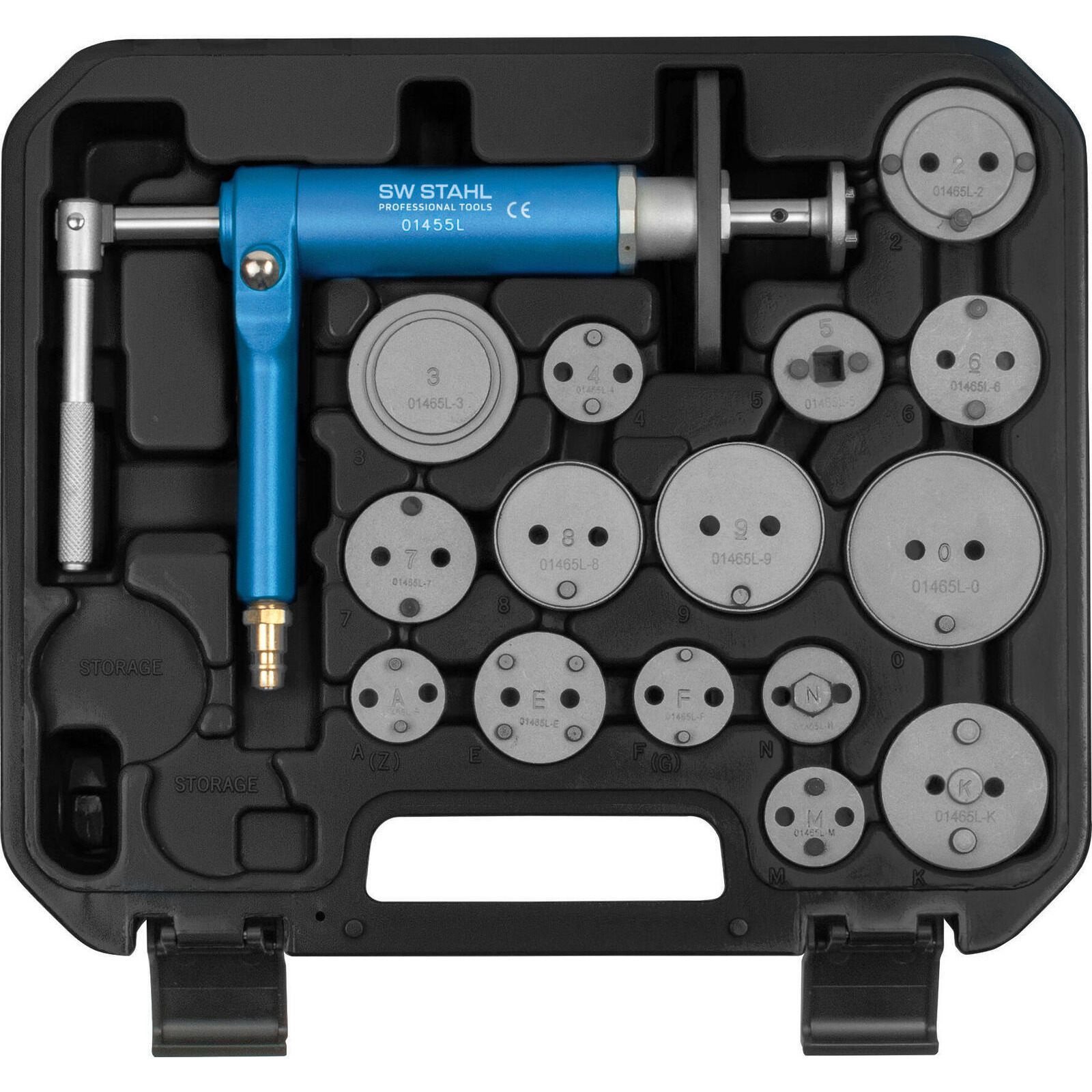 Bild von SWSTAHL Universal Bremskolbenrückdrehwerkzeug, 16-tlg. Dreh-/Rückstellwerkzeugsatz, Bremssattelkolben  01465L