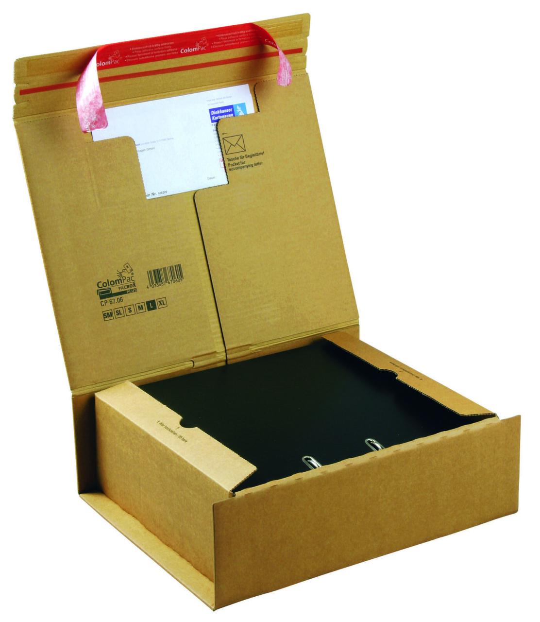 Bild von COLOMPAC Versandkarton 10 Versandkartons CP067.06 aus Wellpappe - 38,5x31,5x13cm, Dokumenten-Einsteckfach im Deckel