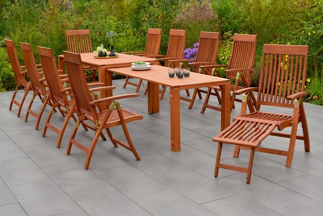 Bild von MERXX Garten-Essgruppe "Comodoro", (Set, 11 tlg.), 8 Klappsessel, 2 Klappsessel mit Fußteil, Ausziehtisch