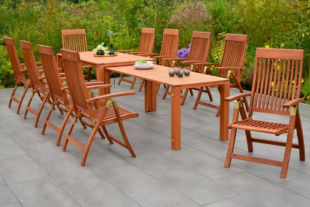 Bild von MERXX Garten-Essgruppe "Comodoro", (Set, 11 tlg.), 10 Klappsessel, 5-fach verstellbar, Ausziehtisch