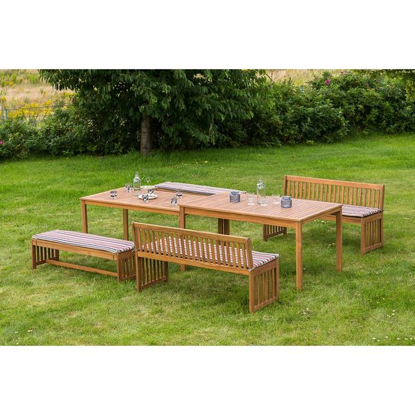Bild von MERXX Garten-Essgruppe »Hawaii«, (4x Bänke, 2x Tische, 4x Sitzkissen), Akazienholz FSC 100 %