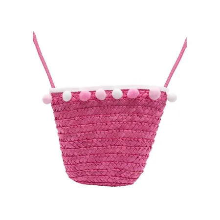 Bild von bb Klostermann Basttasche mit rosa Bommeln pink
