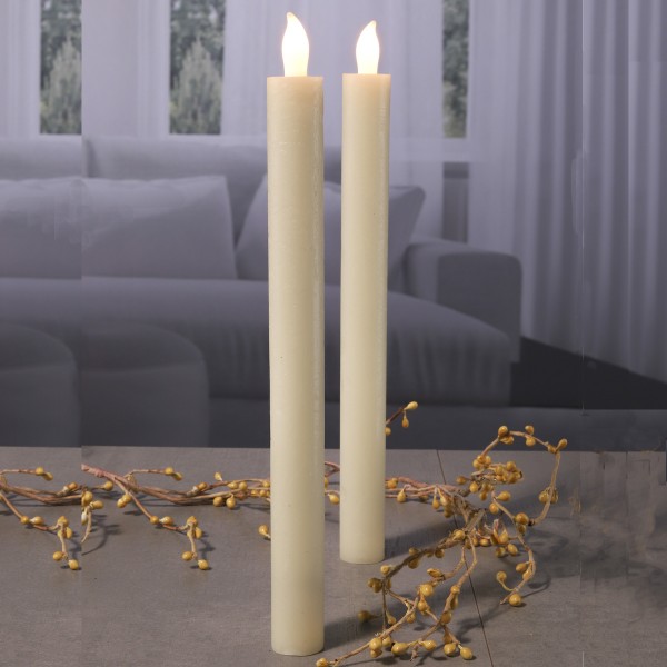 Bild von LED Stabkerzen - Echtwachs - warmweiße flackernde LED - H: 25cm - E...