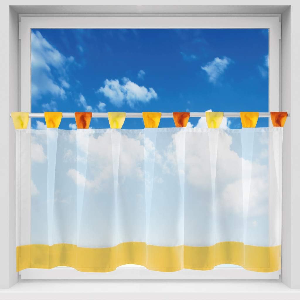 Bild von Arsvita Vorhang, Schlaufen, transparent, Voile, Bistrogardine mit Schlaufen, Transparente Küchengardine 150cm x 45cm