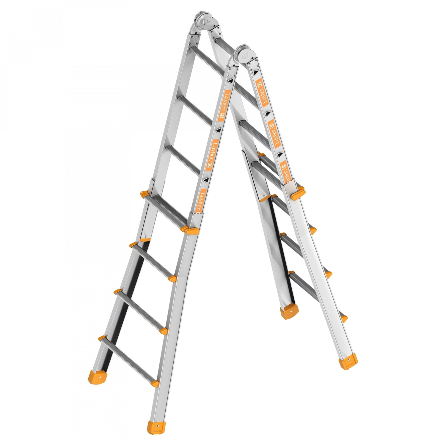 Bild von Layher Teleskopleiter TOPIC 4x4 Sprossen; Aluminiumleiter klappbar und universell einsetzbar, Länge 4.16 m