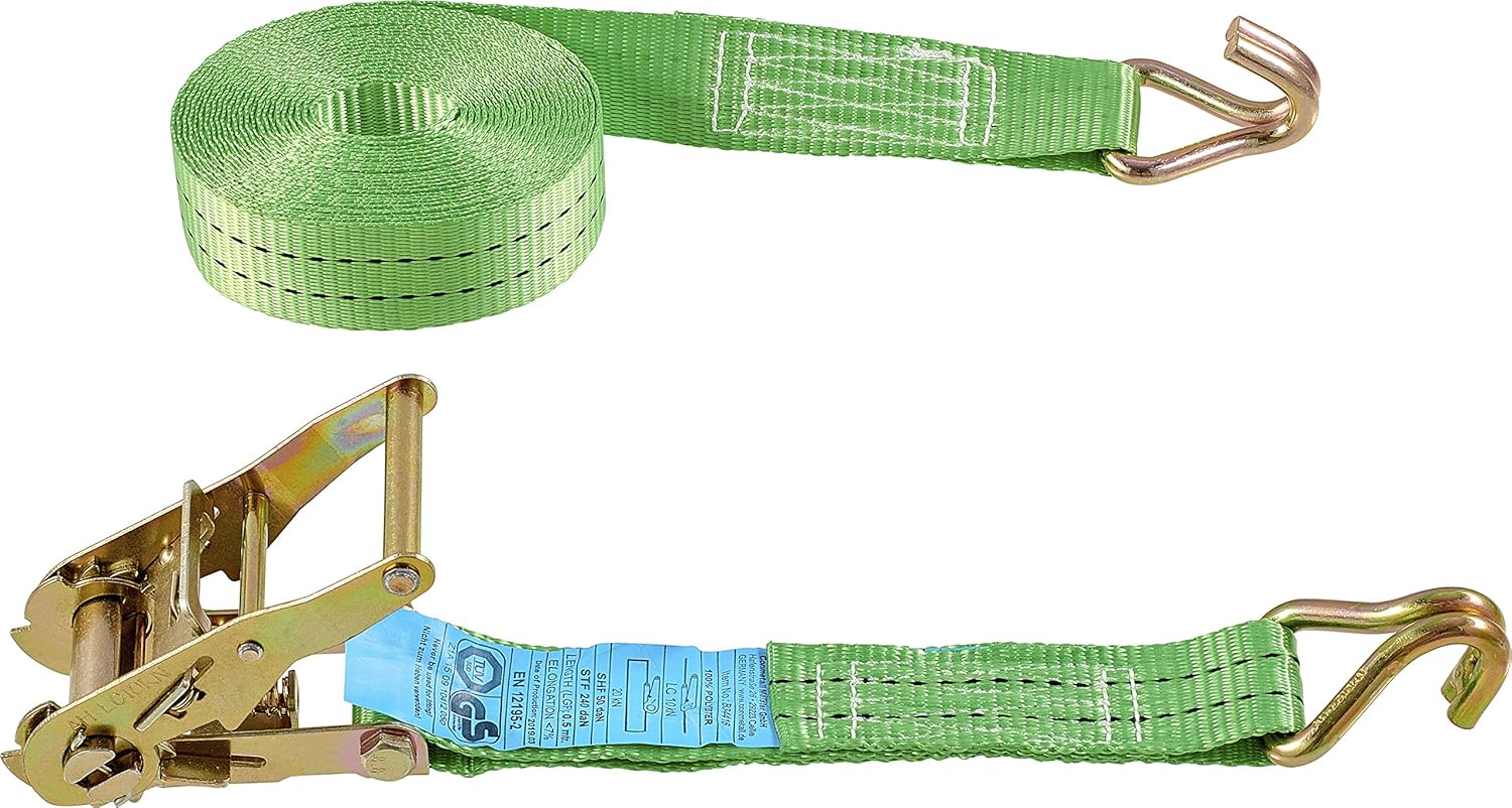 Bild von Connex Zurrgurt - Einteilig - 5 m x 38 mm - 2000 kg maximale Belastbarkeit - Mit Spannratsche, ohne Haken - Aus Polyester/Spanngurt/Ladungssicherung/Ratschengurt / B34419 (Packung mit 2)
