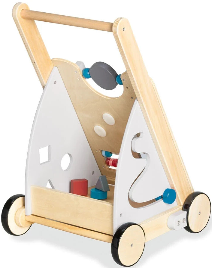 Bild von Pinolino Kinderträume Activity-Lauflernwagen Titus, grau, mit diversen Spielmöglichkeiten, gummierten Holzrädern, Linde und MDF, klar und bunt lackiert