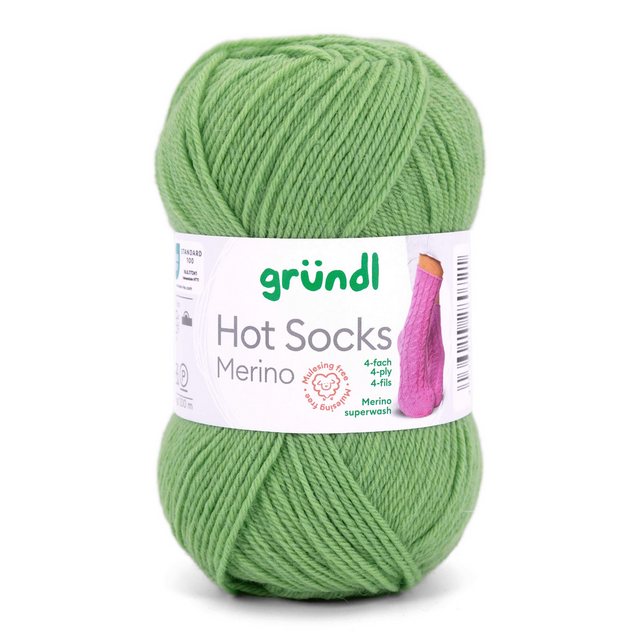 Bild von Gründl Hot Socks Merino Sockenwolle 4fädig einfarbig Häkelwolle, 210,00 m (50g Sockengarn 4fach uni, Strumpfwolle 4-fädig / 4-fach mit Merinowolle), 75% Wolle, 25% Polymaid