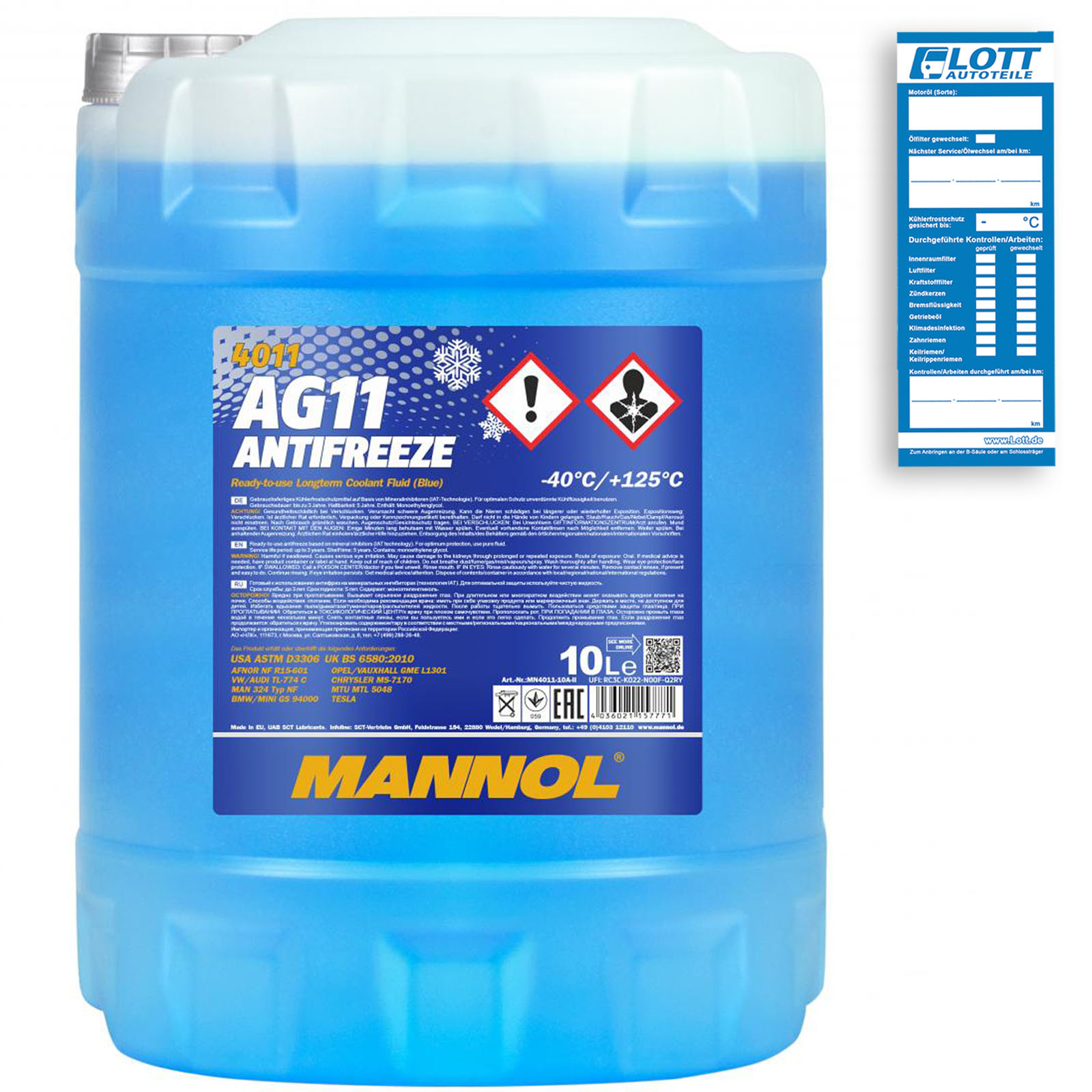 Bild von Mannol Kühlerfrostschutz Kühlmittel AG11 blau bis -40° Frostschutz 10L MN4011-10 MN4011-10