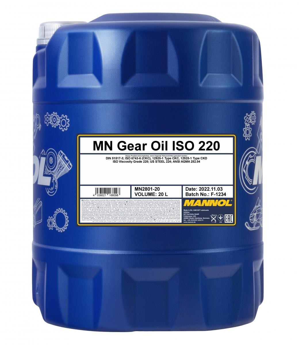 Bild von MANNOL Gear Oil ISO 220 MN2801-20 Getriebeöl 20