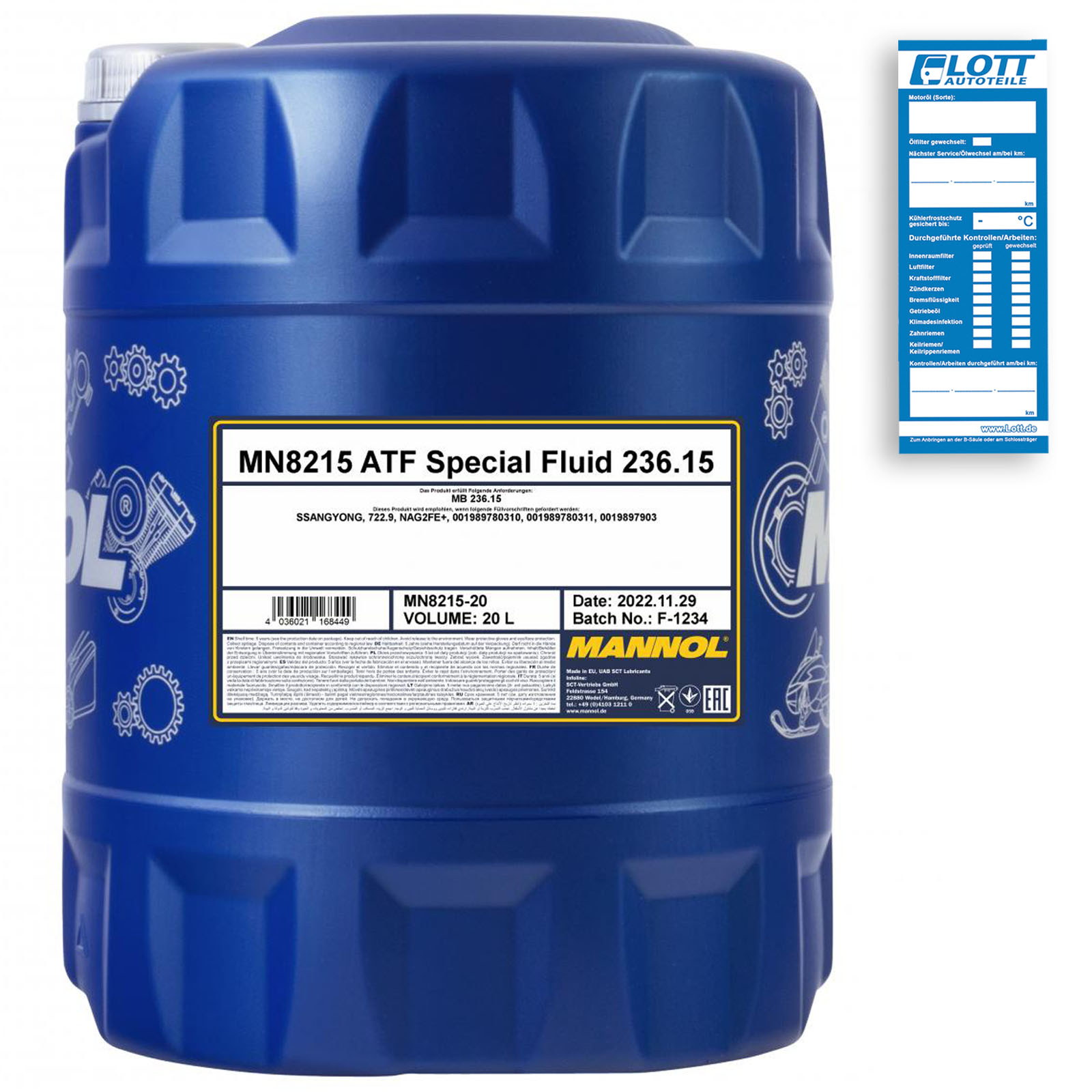 Bild von MANNOL O.E.M.8215 MB 236.15 MN8215-20 Automatikgetriebeöl ATF MB15 20 Blau
