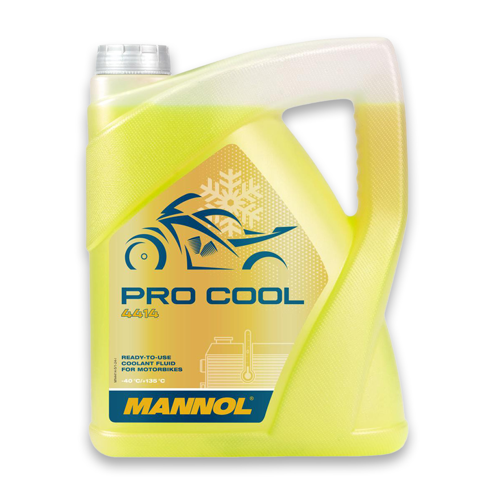 Bild von MANNOL Pro Cool MN4414-5 Frostschutz 5 gelb SAE J1034, AFNOR NF R15-601, ASTM D3306, ASTM D4656, BSI GB BS 6580, JIS K2234, KSM 2142