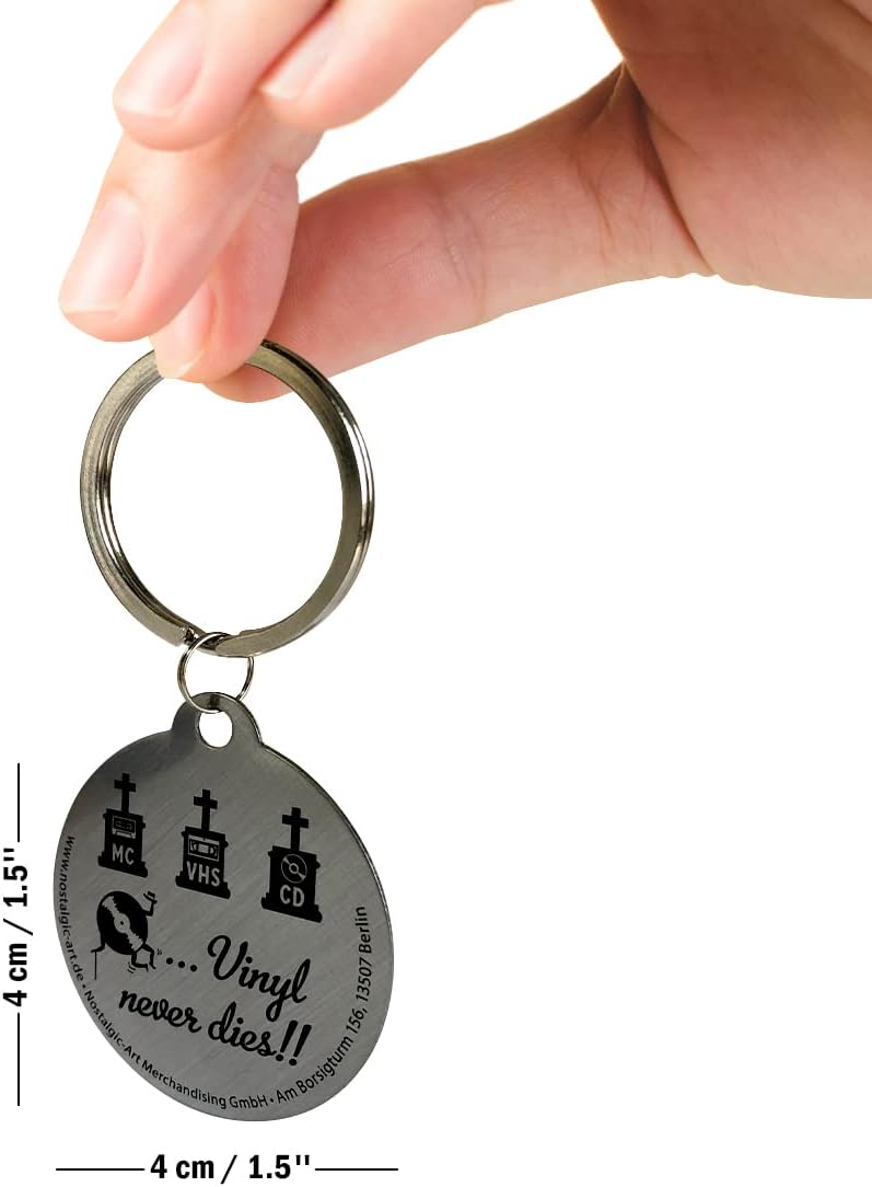 Bild von Nostalgic-Art Retro Schlüsselanhänger Rund, Retro Vinyl – Geschenk-Idee für Nostalgie-Fans, aus Metall, Vintage-Design, Ø 4 cm