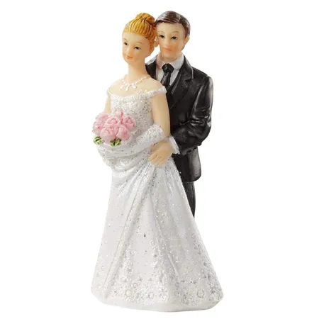Bild von Hobbyfun Hochzeitspaar Braut und Bräutigam 6,5cm Tortenfigur Weiß