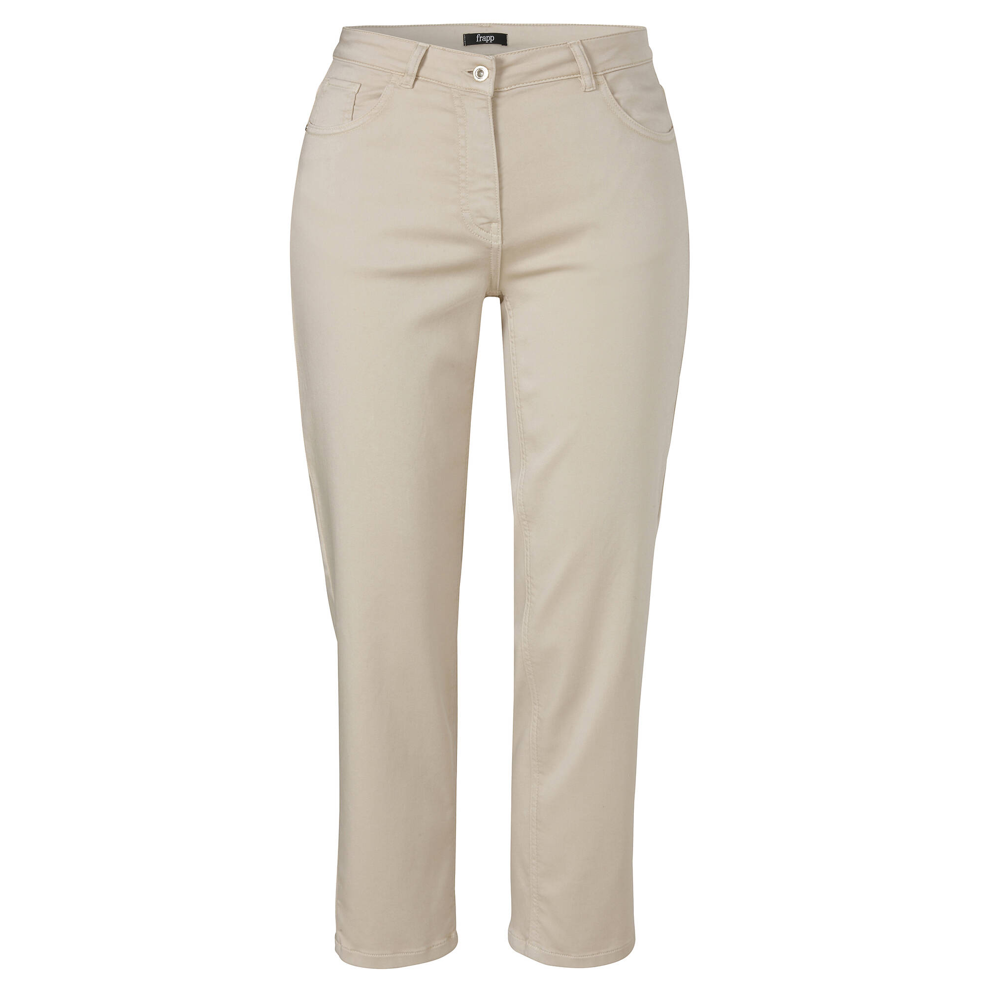 Bild von Sandfarbene 5-Pocket Hose, knöchellang mit schmalem Bein