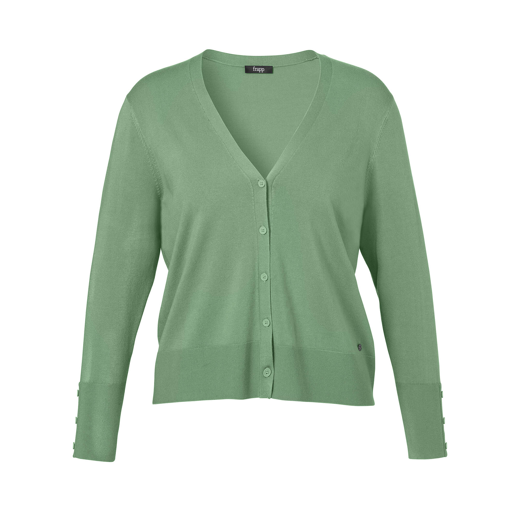 Bild von Einfarbige Feinstrickjacke mit breiten Rippbündchen