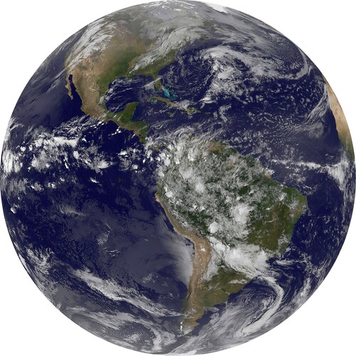 Bild von Komar DOT runde und selbstklebende Vlies Fototapete Earth - Ø Durchmesser 125 cm - 1 Stück - Erde, Planet, Tapete, Dekoration, Wandtapete, Wandbild, Wandbelag, Designtapete - D1-016