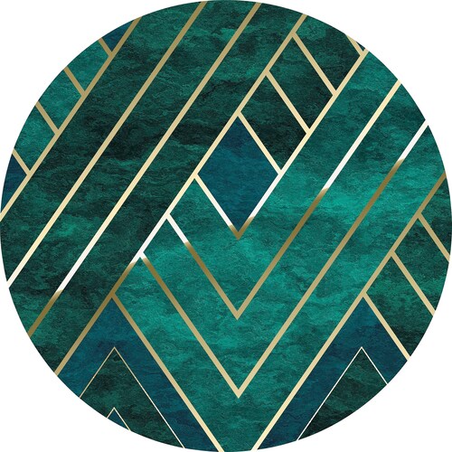 Bild von Komar DOT runde und selbstklebende Vlies Fototapete Jade - Ø Durchmesser 125 cm - 1 Stück - Tapete, Jugendstil, grün, gold,Dekoration, Wandtapete, Wandbild, Wandbelag, Designtapete - D1-022