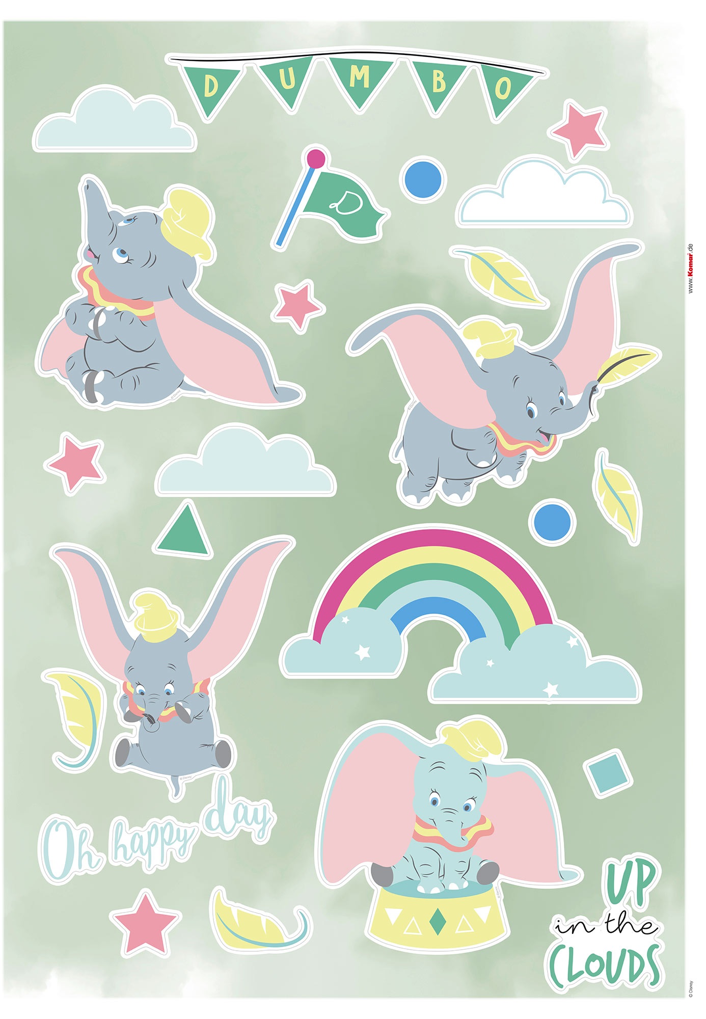 Bild von Komar Disney Wandtattoo Dumbo Daydream - 50 x 70 cm (Breite x Höhe) - 26 Teile - Deco-Sticker, Wandaufkleber, Wandsticker, Wanddeko, Kinderzimmer - 14101h