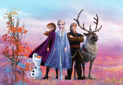 Bild von Komar Disney Fototapete FROZEN ICONIC - Größe 368 x 254 cm (Breite x Höhe), Anna, Elsa, Olaf, Frozen 2, Eiskönigin, Tapete, Wandgestaltung, Kinderzimmer, Dekoration - 8-4103