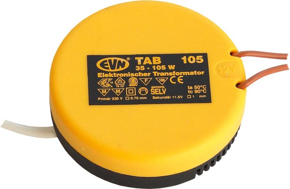 Bild von EVN Lichttechnik Trafo 35-105W H22mm D70mm TAB 105 - TAB105