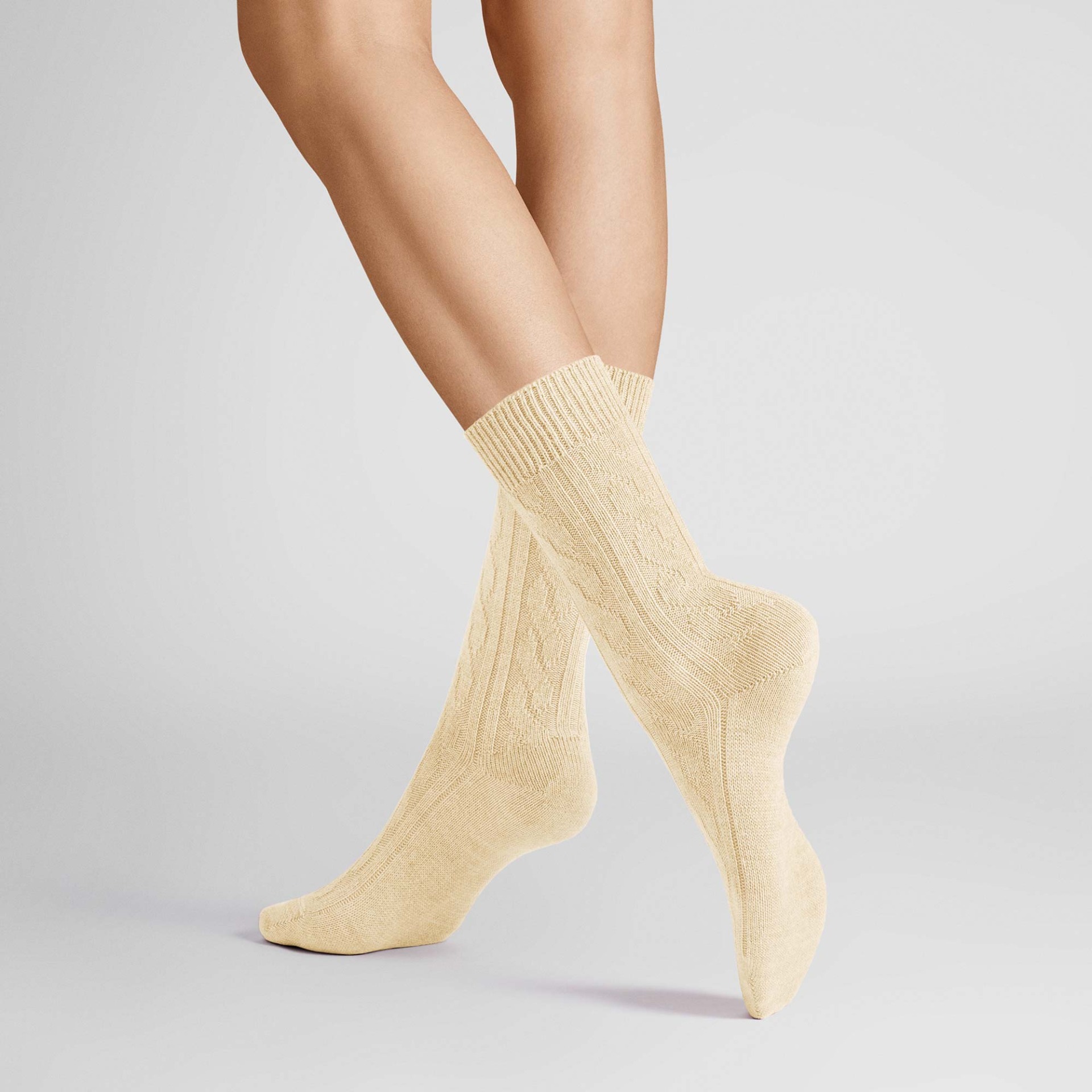 Bild von HUDSON Damen WINTER PLAIT -  35/38 - Wärmende Socken mit Zopf-Muster - Biber-mel. (Hell Beige)