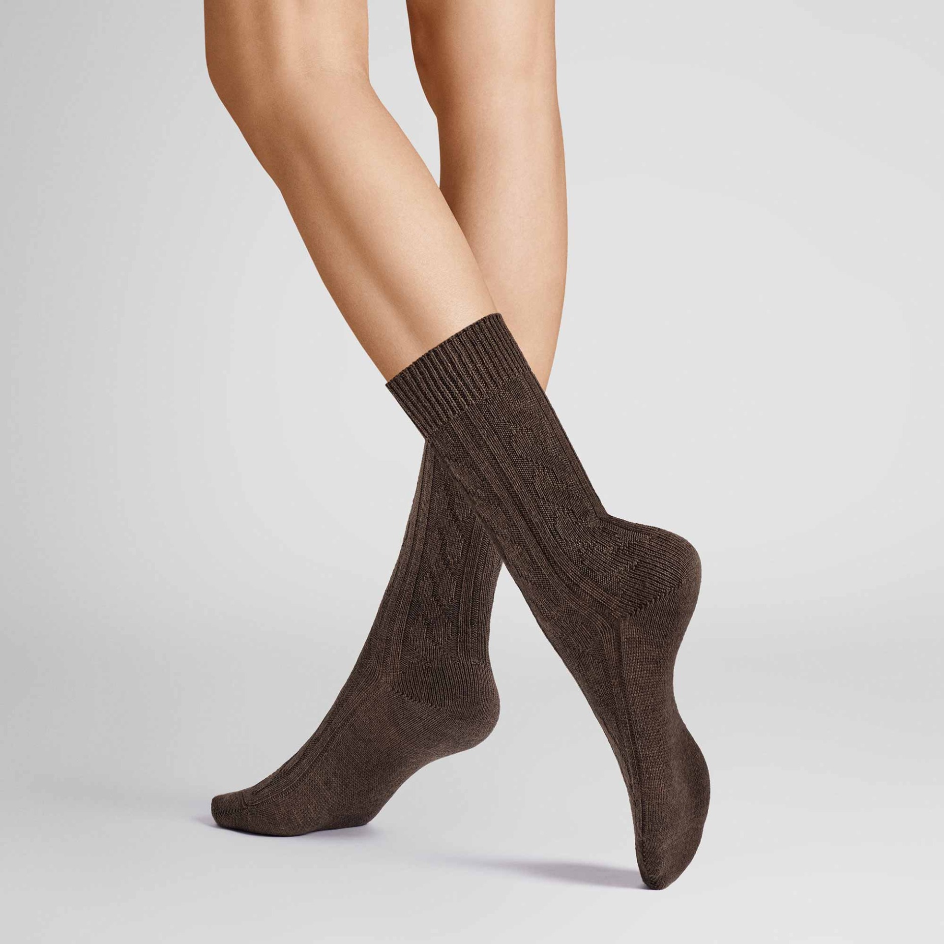 Bild von HUDSON Damen WINTER PLAIT -  35/38 - Wärmende Socken mit Zopf-Muster - Brown mel. 0763 (Braun)