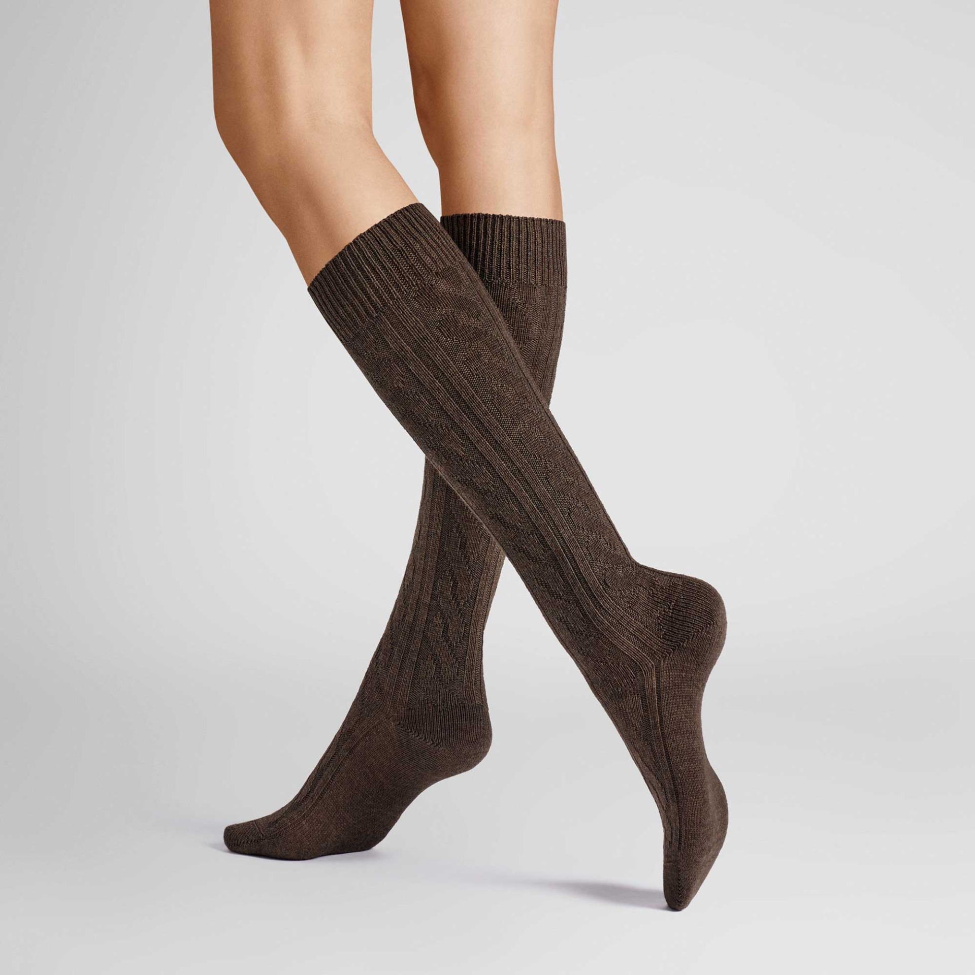 Bild von HUDSON Damen WINTER PLAIT -  39/42 - Kniestrümpfe mit Zopf-Muster - Brown mel. 0763 (Braun)
