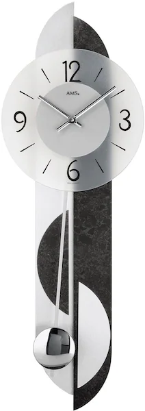 Bild von AMS Pendelwanduhr »W7299«, Quarzuhr, Holz-/Aluminium-/Schiefergehäuse,Made in Germany,Wohnzimmer